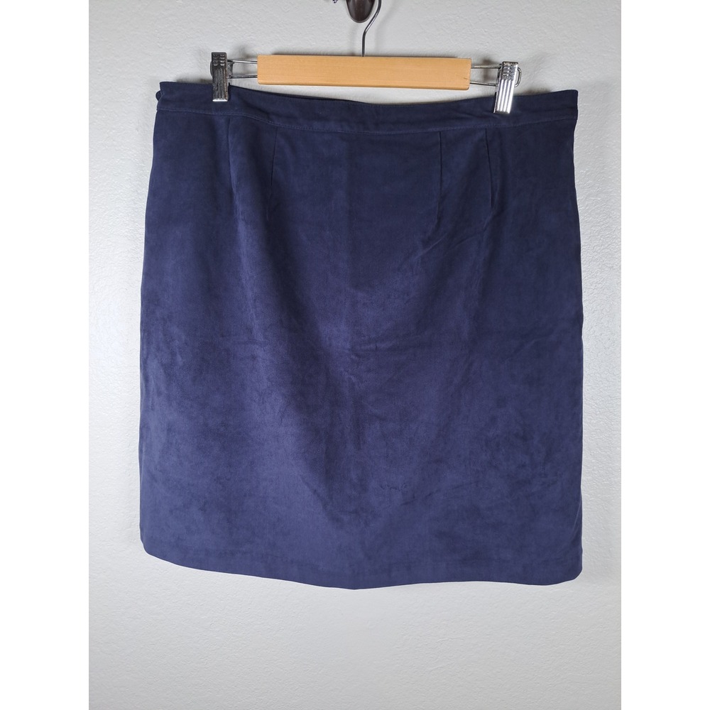 Tommy Hilfiger Navy Blue Faux Suede A-Line Mini Skirt Womens 14 IA87675397